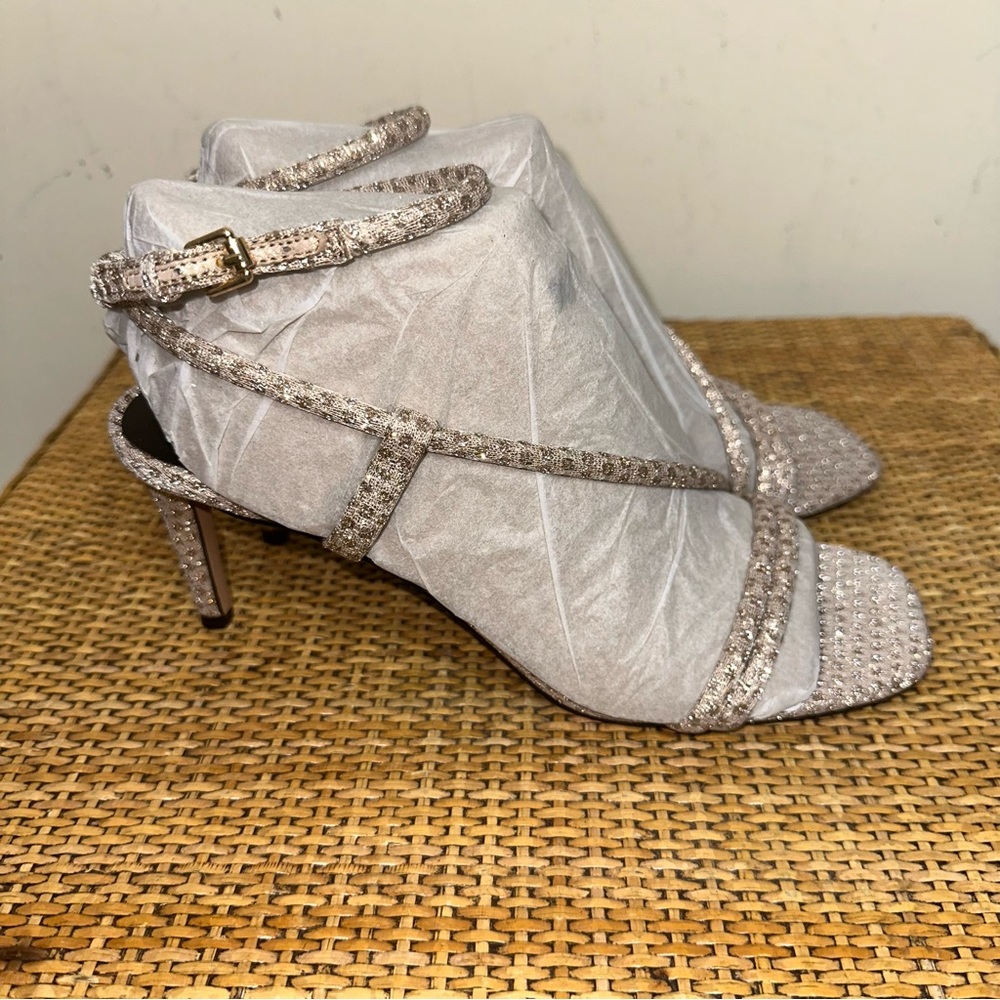 Rebecca Minkoff Women’s Size 8M RB Nanine Metallic Nude Sparkle Mesh Heel Glam - Picture 5 of 16